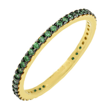 Χρυσό δαχτυλίδι βεράκι με πράσινες πέτρες.