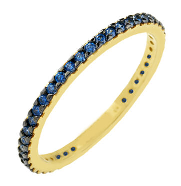 Χρυσό δαχτυλίδι βεράκι με μπλε πέτρες.