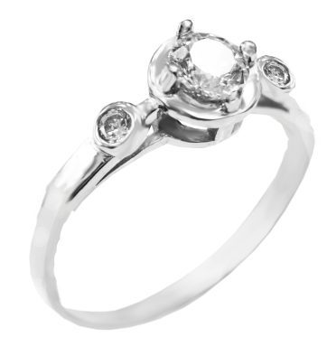 Ασημένιο μονόπετρο δαχτυλίδι με κεντρικό λευκό ζιργκόν.