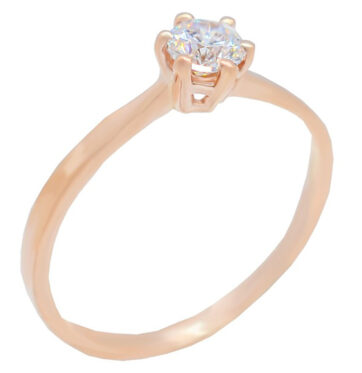 MAL1439 -Ροζ χρυσό μονόπετρο δαχτυλίδι 9Κ