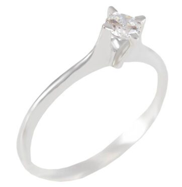 ΜΠ10a -Λευκόχρυσο μονόπετρο δαχτυλίδι 14Κ