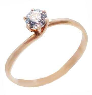 ΖΚ1748α -Ροζ χρυσό μονόπετρο δαχτυλίδι 14Κ