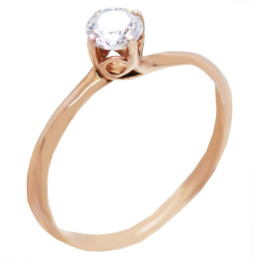 ΖΚ1752α -Ροζ χρυσό μονόπετρο δαχτυλίδι 14Κ