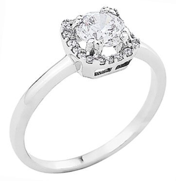 ΖΛ1073α- Λευκόχρυσο μονόπετρο δαχτυλίδι 9K