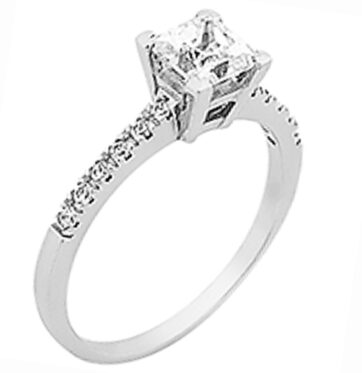 ΖΛ1101α- Λευκόχρυσο μονόπετρο δαχτυλίδι 9K