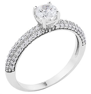 ΖΛ1147α- Λευκόχρυσο μονόπετρο δαχτυλίδι 9K