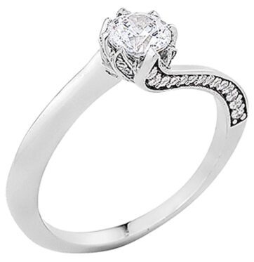 ΖΛ1178α- Λευκόχρυσο μονόπετρο δαχτυλίδι 9K