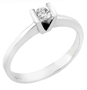 ΖΛ661α- Λευκόχρυσο μονόπετρο δαχτυλίδι 9K