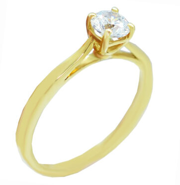 ΖΧ1157 -Χρυσό μονόπετρο δαχτυλίδι 14Κ
