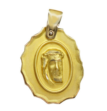 Χρυσό μενταγιόν με ανάγλυφη μορφή του Χριστού.