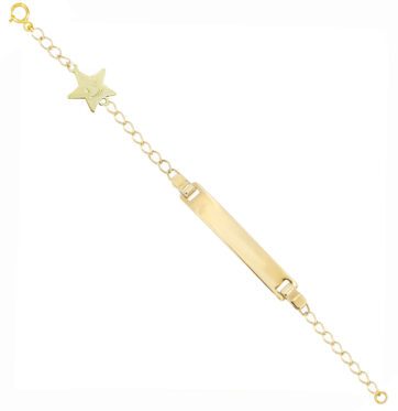 Χρυσή παιδική ταυτότητα με μοτίφ αστέρι που χαμογελάει.