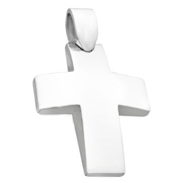 Λευκόχρυσος βαπτιστικός σταυρός χωρίς πέτρες.