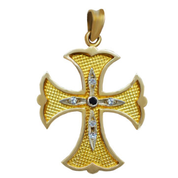 Βυζαντινός χρυσός βαπτιστικός μασίφ σταυρός με πέτρες.