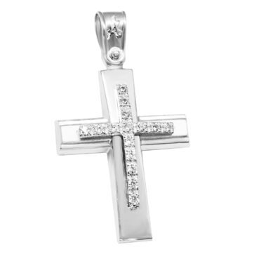 STAL116 -Λευκόχρυσος βαπτιστικός σταυρός 14Κ